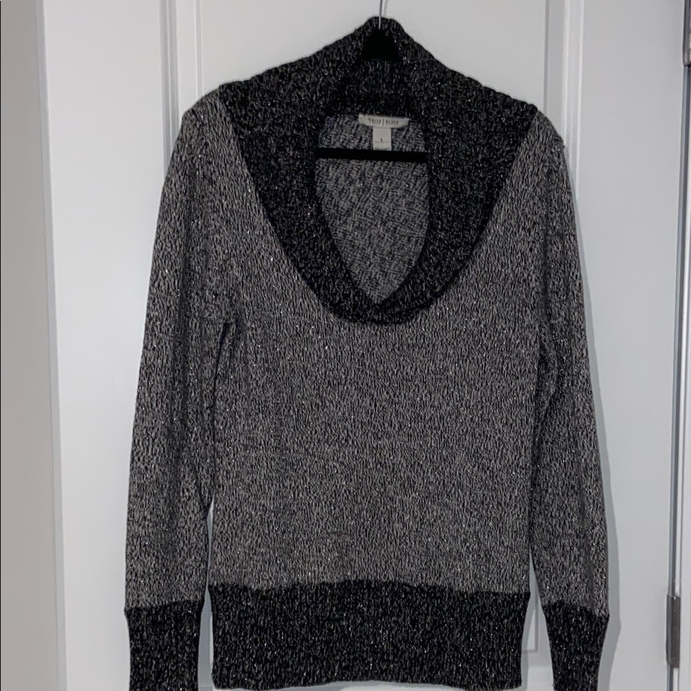 Whits House|Black Market Black and Gray Cowl & Turtleneck Sweater